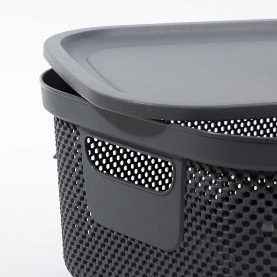 Caixa CESTINO com Tampa Cinza Escuro 12L