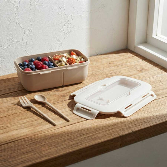 DEMKA Rectangular Gray Box with 3 Compartments, 1.15L