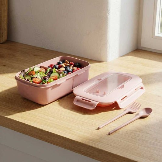DEMKA Rectangular Gray Box with 3 Compartments, 1.15L